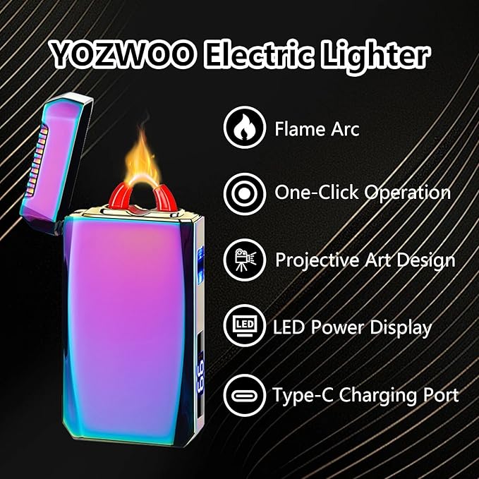 YOZWOO Rechargeable Electric Lighter USB C Electronic Lighters High Power Flame Arc Plasma Lighter Windproof Camping Lighters with Long Battery Life for Home and Outdoor (Magic)