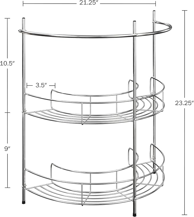Pedestal Sink Organizer - Compact Under the Sink Rack with 2 Storage Shelves and Towel Holder - Space Saving Bathroom Storage by Lavish Home