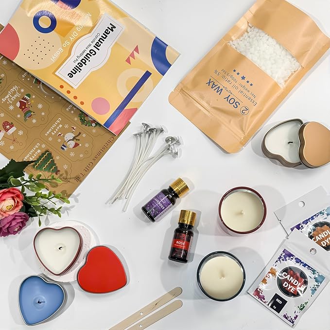Ksedcon Digital Candle Making Kit with Wax Melting Pot, DIY Wax Melts Set with 12 Heart-Shaped Candle Jars, Full Scented Candle Maker for Adults