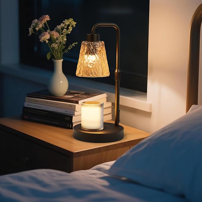 Black Candle Warmer Lamp with Timer, Dimmable Adjustable Candle Warmer for Jar Candles, Height Adjustable Modern Wax Melts Warmer, Birthday Gifts for Women Mom, Home Living Bedroom Farmhouse Decor