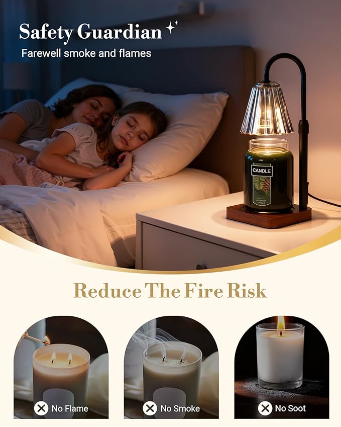 Marycele Black Candle Warmer Lamp with Timer & Dimmer Adjustable Height for Candle Jars, Mothers Day Gifts for Mom Birthday Gifts for Women Sister, Wax Candle Lamp Warmer Home Decor with 2 Bulbs