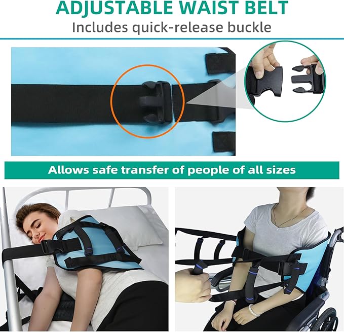 Transfer Sling, Gait Belt Transfer Belt with Padded Handles for Patient Lift Assist & Mobility Standing - Safely Move Elderly and Disabled from Bed and Wheelchair