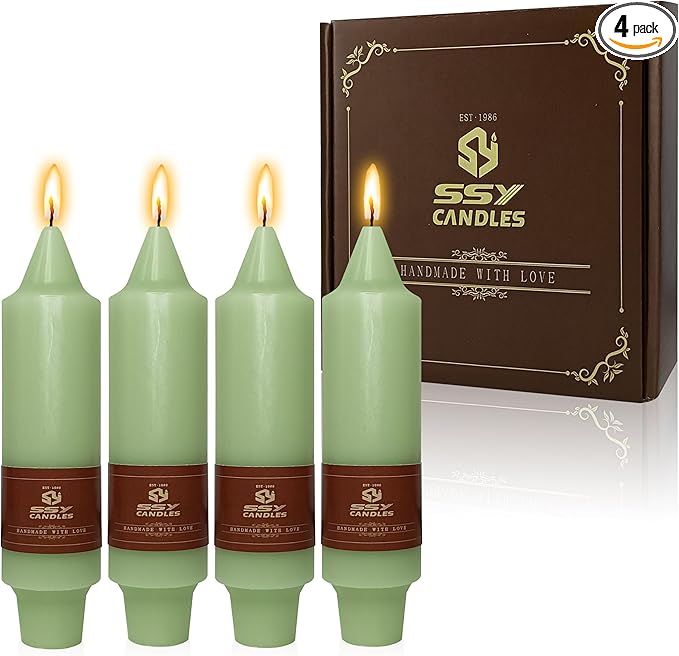 5 in Unscented Taper Candles Light Green Candles 4 PCS Smokeless Small Candlesticks for Dinner Household Wedding Party Home Décor