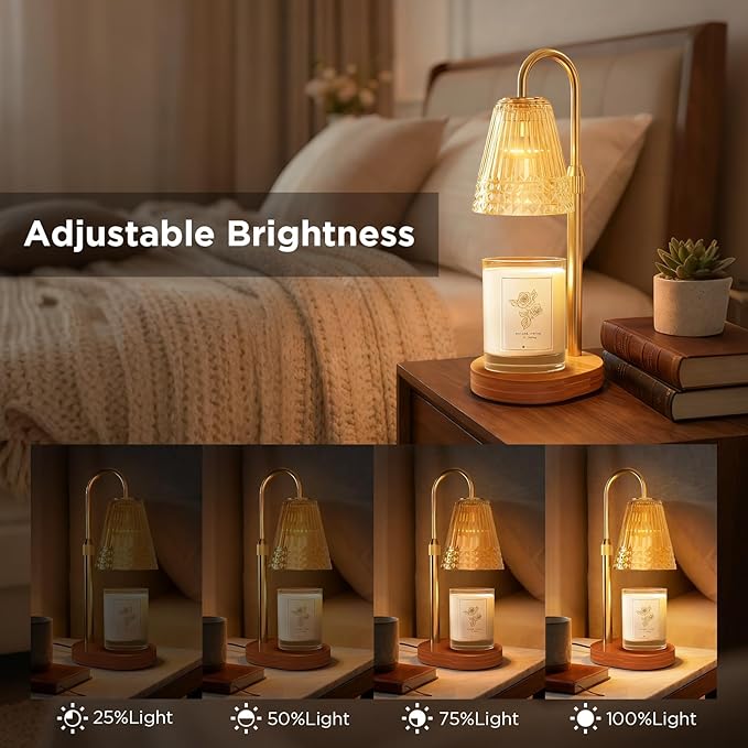 Candle Warmer Lamp with Timer, Dimmable Electric Wax Melter with Adjustable Height, Eco-friendly Scented Candle Lamp for Gifts, Safe and Smoke-Free, Ideal for Moms and Friends, Perfect for Home Décor