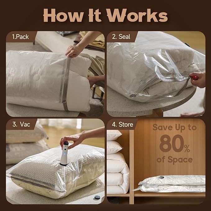 Vacbird 15 Jumbo Size Vacuum Bags for Clothes Storage,Space Saver for Luggage Packing and Moving,Vacuum Sealed Bags for Clothing, Bedding, Blankets and Comforters