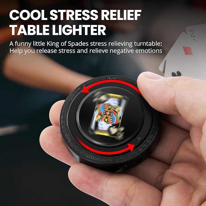 CHOICEDC Cool Lighter for Men, King of Spades Unique Lighters, Adjustable Refillable Butane Lighter, Soft Flame Funny Pocket Lighters with Poker Card Design, Novelty Gifts for Men Women, No Gas