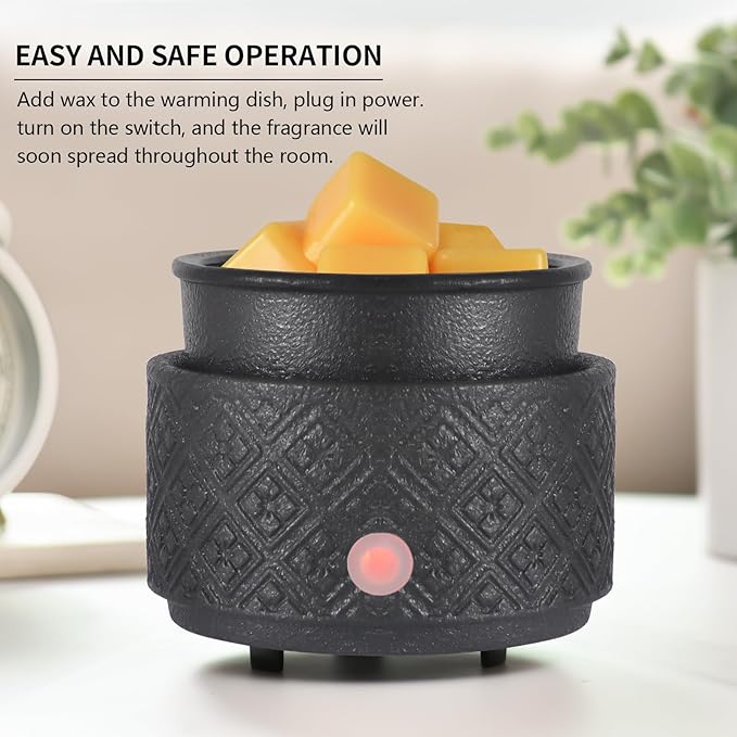 MOCOSA Wax Melt Warmer for Scented Wax,3-in-1Ceramic Wax Warmer Fragrances Candle Oils, Home Fragrance Burner,Electric Candle Warmer for Mom Women(Black)