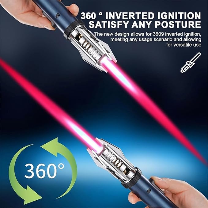 Power Electric Torch Lighters - New Adjustable Plasma Lighter with Safety Lock & 360° Inverted Ignition, Outdoor Straight Flame Windproof for Candles Campfires BBQ Baking, Camping, Gift (B-2)