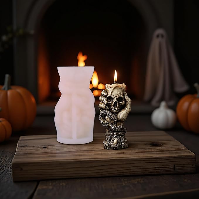 Skull Snake Silicone 3D Flower & Rose Mold - Peony & Candle Making Molds for Resin, Clay & Soap Craft Supplies