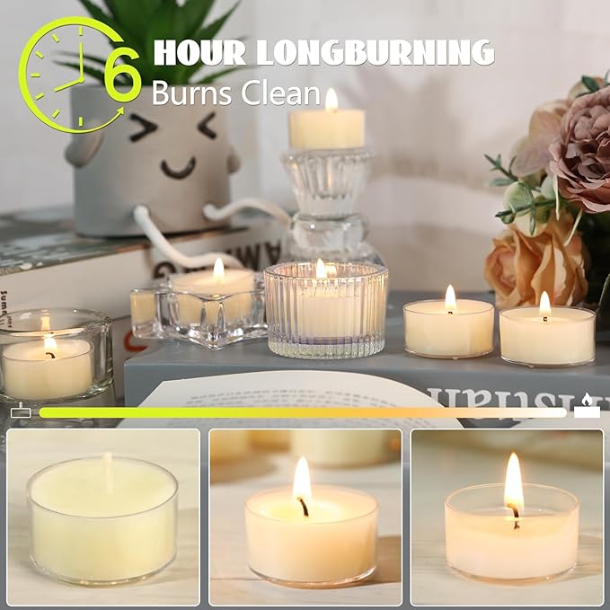 36Pcs White Beeswax Tea Light Candles-4 Hour Burn Time,100% Pure Natural Beeswax-Clean Burning & Air Purifying, Smokeless Bulk Tea Lights for Spa,Meditation,Wedding & Home Decor