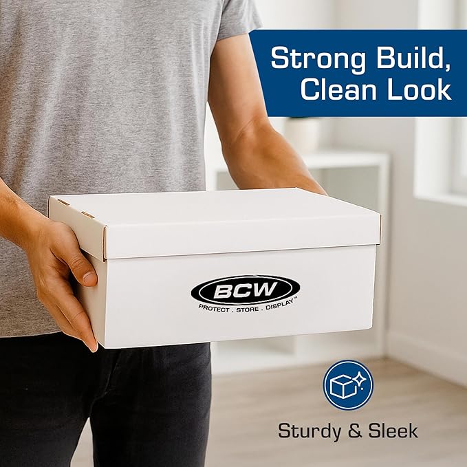 BCW CD Storage Box with Lid - 3 Pack | Holds 100 Jewel Cases | CD Organizer Case with 4 Compartments | Corrugated Storage Bin for Home & Retail | Compact Box for Jewel Case Storage