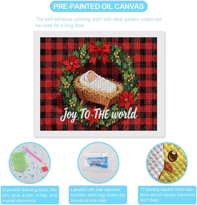 AIVKIEJK Diamond Painting Kits for Adults - Faith Christmas World Joy Painting DIY 5D Full Drill Diamond Dots Paintings with Diamonds Gem Art and Crafts Home Decor 16"x20"