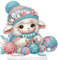 antor Diamond Painting Desktop Ornament Kit, DIY Special Shape Diamond Art Tabletop Decoration, Acrylic Diamond Art Desk Figurine Sheep Knitting Craft Gift