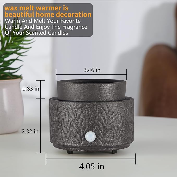 Ceramic Wax Melt Warmer, Fragrance Wax Warmer 4-in-1 Electric Candle Wax Melter and Wax Cubes for Home Office Bedroom Aromatherapy Essential Oil Burner is Birthday Gifts for Women Mom Girl(Black)