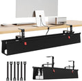 Litwaro Under Desk Cable Management Tray No Drill, 36" Cord Organizer with Clamp for Standing Desk, Premium Fabric Cable Tray with Wire Management for Office Home, Black