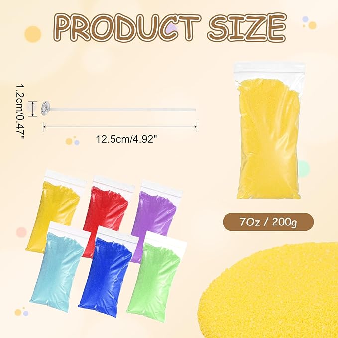 MECCANIXITY Pearled Sand Candles with 20 Pcs Wicks 7Oz / 200g Candle Beads Refillable Powder Sand Wax Making Kit for Thanksgiving Christmas Wedding Party DIY Home Crafts, Yellow