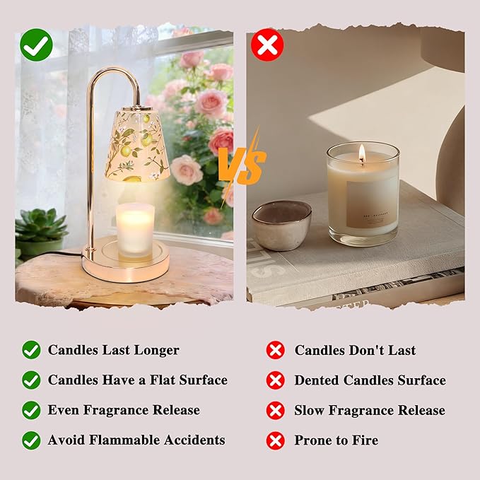 Lemon Candle Warmer Lamp with Timer & Dimmable & 2Bulbs, Womens Gifts for Christmas Birthday, Unique Candle Warmer Home Decor for Bedroom Holiday Decor Aesthetic (Candles not Included)