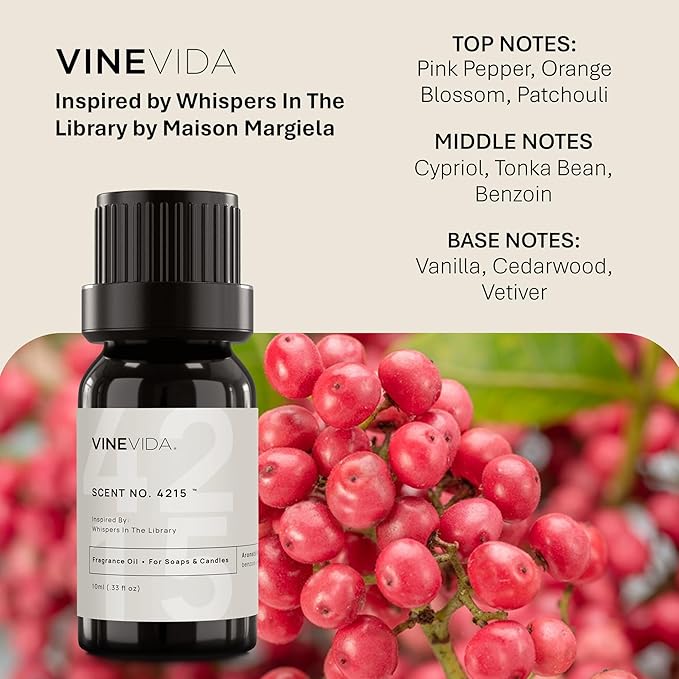 VINEVIDA [10 Ml] Scent NO. 4215 Inspired by Whispers in The Library | Premium Fragrance Oil for Candle Making & Soap Making | Candle Scents for Soy Wax | Scented Oils for Car Freshies & Bath Products