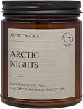 Arctic Wicks Scented Coconut Beeswax Candles | Coconut Beeswax Non Toxic Candle 9oz Amber | Farmhouse Candles Non-Toxic Clean Burn 100% USDA Certified Biobased (Arctic Nights)