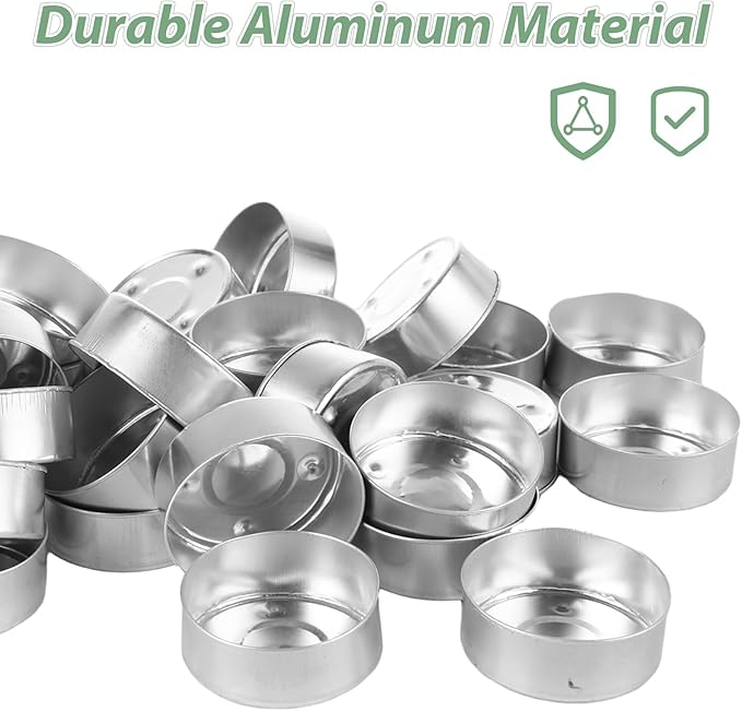 200 Pcs Aluminum Tea Lights Cups, Empty Case Candle Wax Containers, Metal Tea Light Tins with 200 Pcs Candle Wicks, Candle Mold for DIY Candles Making Supplies