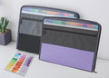 NAFY Accordian File Organizer, 13 Pockets Expanding File Folder with Zipper, A4 Letter Size Portable Accordion Expanding File Folders with Multicolor Labels for Office School Supplies (Black+Purple)