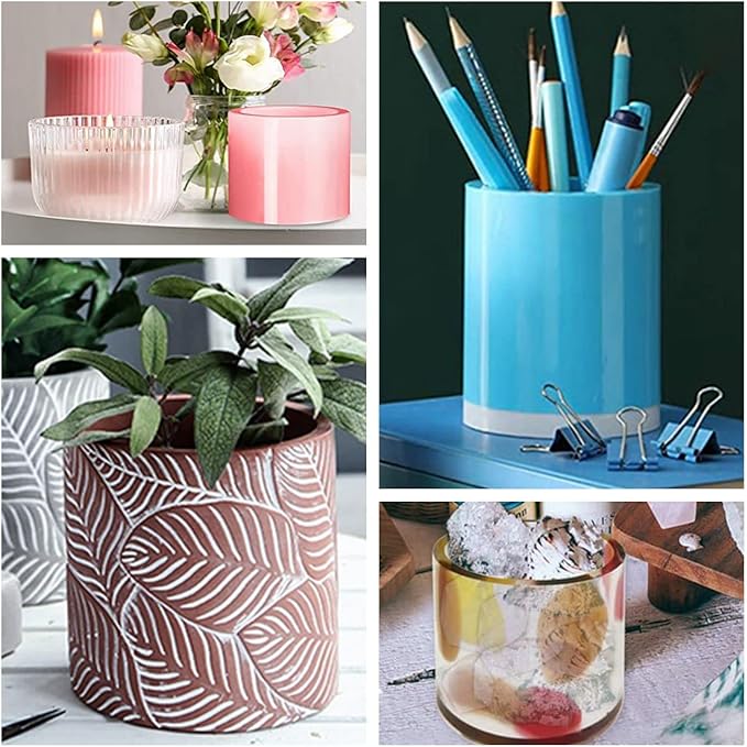 Candle Jar Mold with Lid for Candles Making, Silicone Concrete Molds Storage Container Moulds for Epoxy Resin, Unique Vessels Cement Mould for DIY Jewelry Holder Trinket Box Home Decor