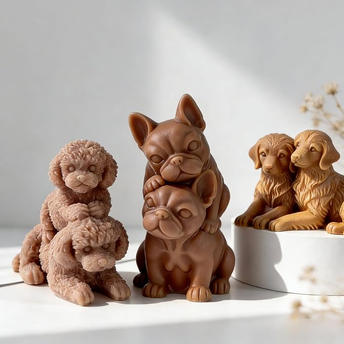 Couple Animal Dog Cylinder Candle & Resin Mold - Resin Casting Silicone Molds for Home Decor & Candle Making Wave Spiral Mold