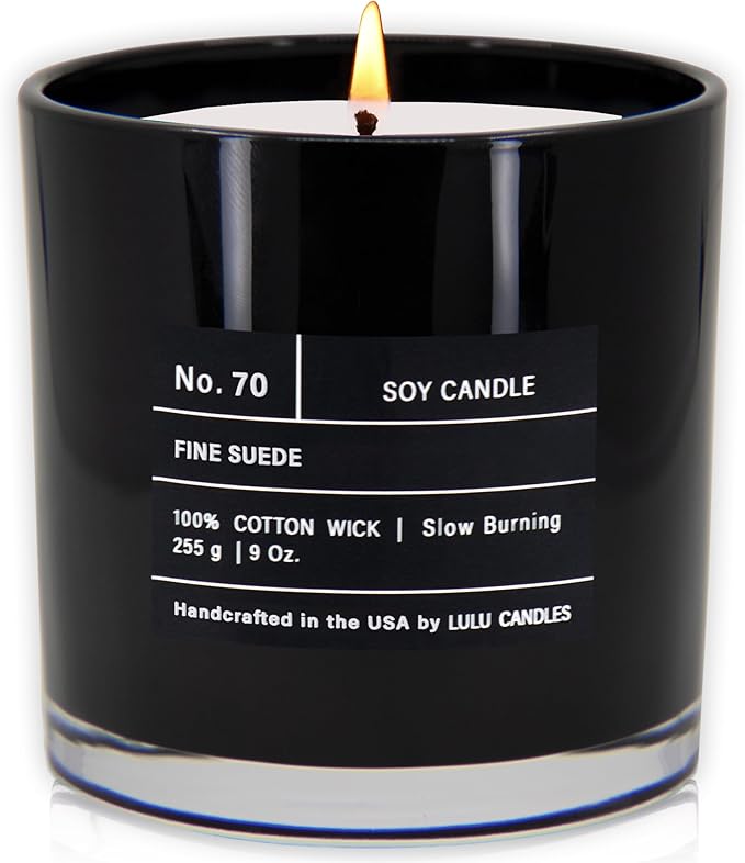 Lulu Candles | Fine Suede | Luxury Scented Soy Jar Candle | Hand Poured in The USA | Highly Scented & Long Lasting (9 Oz.)