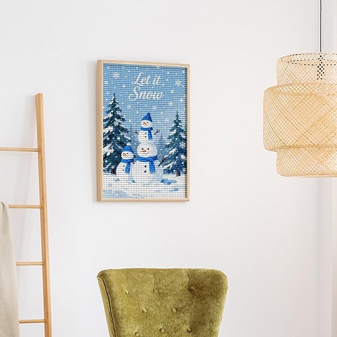 AIVKIEJK Diamond Painting Kits for Adults - Merry Christmas Snowman Winter Painting DIY 5D Full Drill Diamond Dots Paintings with Diamonds Gem Art and Crafts Home Decor 12"x16"