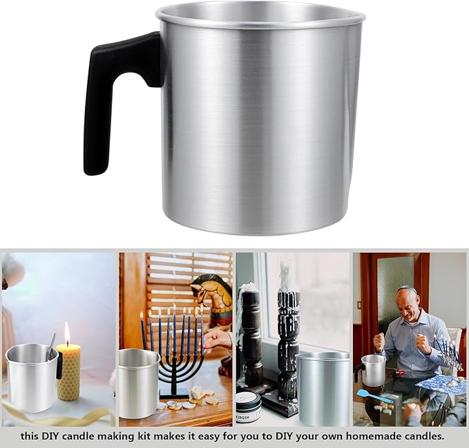 DRESSOOS Stainless Steel Candle Making Pot with Dripless Pouring Spout DIY Scented Candle Kit for Beginners and Adults Wax Melting Pitcher for Crafting and Random Color