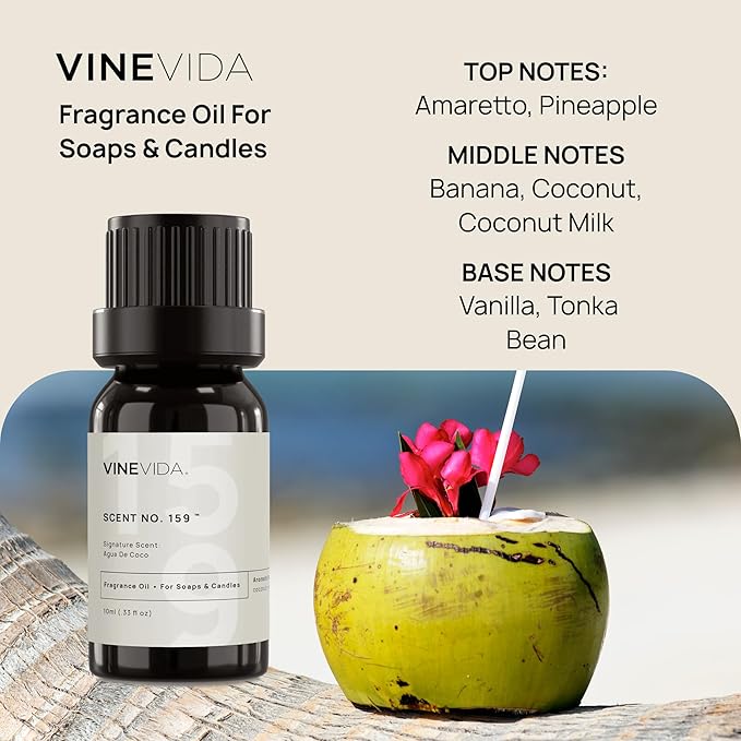 VINEVIDA [10 ml] Agua De Coco; Fragrance Oil for Candle Making and Soap Making - Premium Candle Scents for Soy Candles
