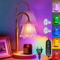 RGB Candle Warmer Lamp with Timer, Dimmer Adjustable Height Candle Melt Lamp Gold Flower Wax Warmer for Wax Melt Birthday Gift for Women Home Office Decor Multi-Color RGB Included 2 Bulbs