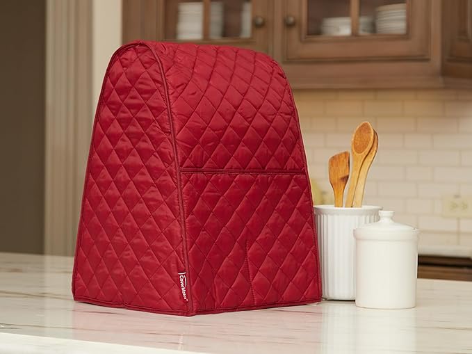 Covermates Keepsakes Blender Cover – Quilted Appliance Protector for Food Processors – Dust & Stain Resistant, Washable Slip‑On Design for Countertop Storage, Red