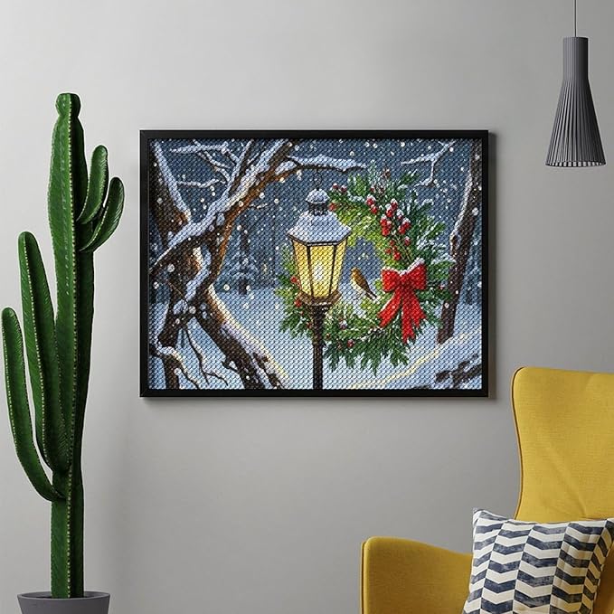 AIVKIEJK Diamond Painting Kits for Adults - Festive Christmas Red Berries & Golden Baubles Painting DIY 5D Full Drill Diamond Dots Paintings with Diamonds Gem Art and Crafts Home Decor 12"x16"