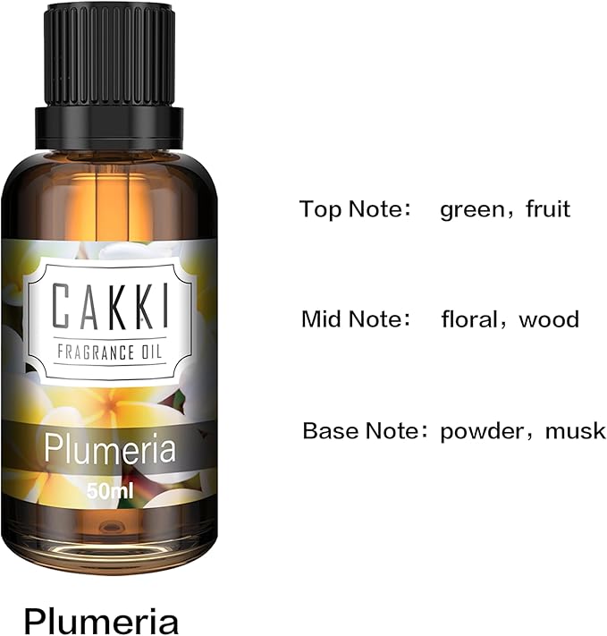 Essential Oils for Diffusers for Home, Scent-Plumeria, Single Large Size 50ml, Cakki Fragrance Oils, for Candle Making, Diffuser Oil Scents