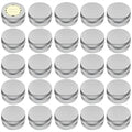 TUZAZO 24Pack 2 Oz Aluminum Tin Cans with Screw Lid and Labels, Refillable Travel Sized Cosmetic Containers Small Tins for Salves, Lotion Bars, Beard Balms, Candles