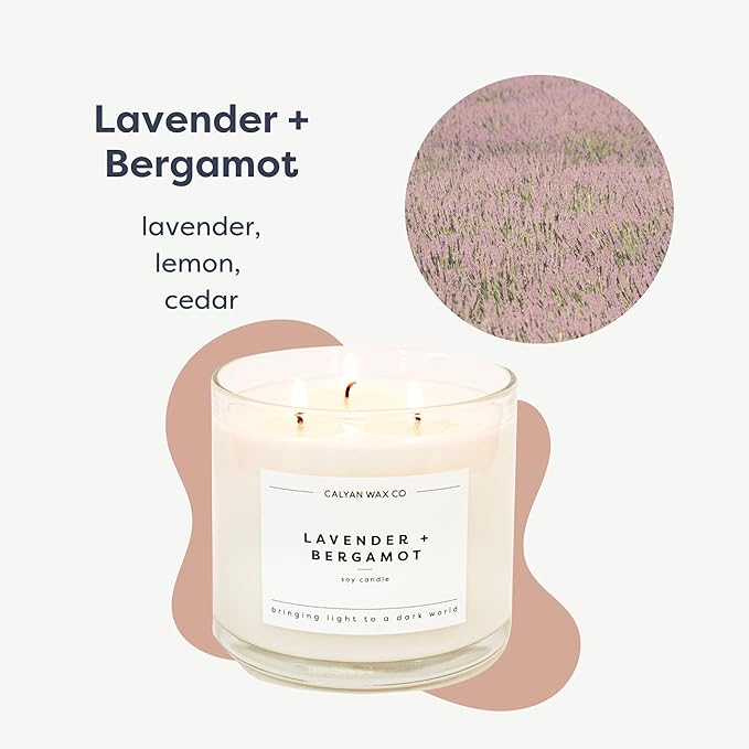 Lavender & Bergamot 3 Wick Scented Candle