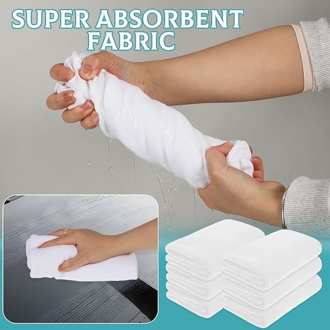 6 Pcs Extra Large Microfiber Cleaning Cloth Reusable Microfiber Towels Thick Washable Cleaning Towel for Home Office Windows Floors and Cars, 30 x 20 Inch(White)