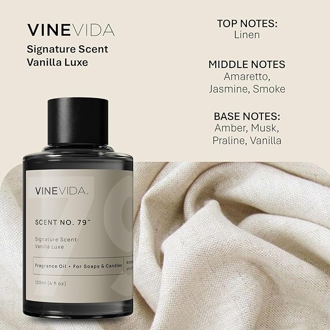 VINEVIDA [4oz] Vanilla Luxe Fragrance Oil for Candle & Soap Making - Natural Candle Scents Made in USA