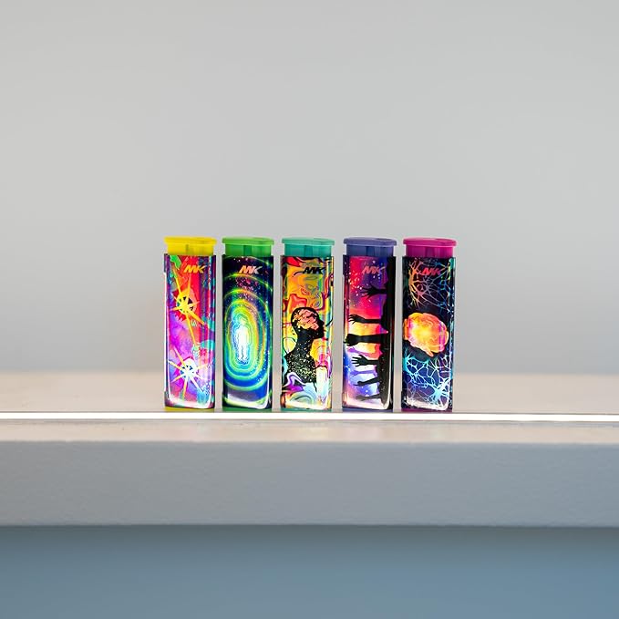 MK Wind Proof Jet Flame Lighters, 5PCS Striking Design, Ideal as Lighters for Candle, Camping, Outdoor use, Butane Refillable Lighter (Emotion-5PC)