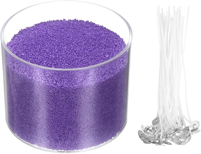 MECCANIXITY Pearled Sand Candles with 30 Pcs Wicks 14Oz / 400g Candle Beads Refillable Powder Sand Wax Making Kit for Thanksgiving Christmas Wedding Party DIY Home Crafts, Purple