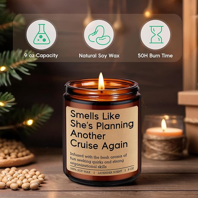 GSPY Cruising Candle, Cruise Gifts for Women - Funny Travel Gifts for Travelers, Cruise Lovers - Creative Traveling Ideas - Mothers Day, Birthday, Retirement Present for People Who Travel, Friend, Mom