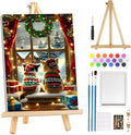 MOGTAA Christmas Cat Paint by Numbers Kit for Adults Beginners with Frame, Winter Adult Paint by Number Kits on Canvas with Easel, Easy DIY Oil Painting Kits for Home Decor, 8x12in