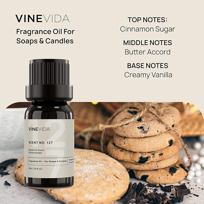 VINEVIDA [10 ml] Snickerdoodle; Fragrance Oil for Candle Making and Soap Making - Premium Candle Scents for Soy Candles
