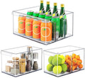 Clear Plastic Storage Bins with Dividers for Fridge Pantry Organizers and Storage Containers, 3 Pack Large Acrylic Stackable Sturdy Storage Boxes for Home Edit and Cabinet Organizers C6-2