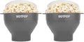 The Original Hotpop Microwave Popcorn Popper, Silicone Popcorn Maker, Collapsible Bowl BPA-Free and Dishwasher Safe- 20 Colors Available (Gray) (Pack of 2)