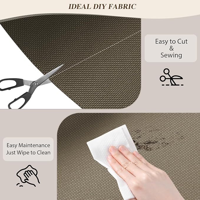 ANMINY 100% Waterproof Outdoor Fabric by The Yard, 58" W 600D Marine Canvas Fabric with PVC Backing, Ripstop Upholstery Material for Furniture Boat Covers Tent Awning, 1 Yard Khaki