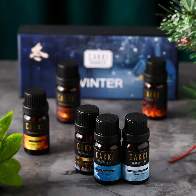 CAKKI Winter Essential Oils Set - 6 Scents for Diffusers, Candles, Soaps, Gifts