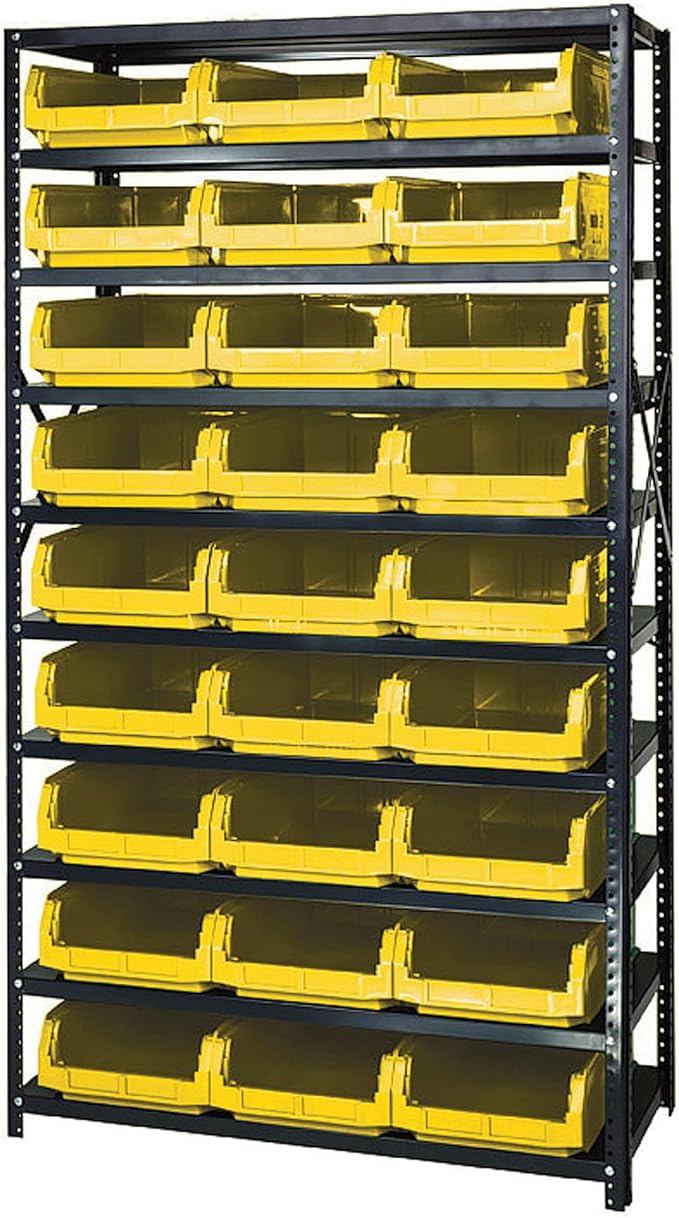Quantum Storage Systems MSU-531YL Solid Heavy Duty 10 Shelves 27 MAGNUM Yellow Bins 75" H x 42" W x 18" D