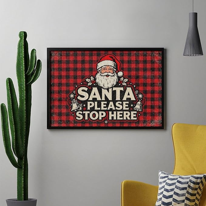 AIVKIEJK Diamond Painting Kits for Adults - Christmas Santa Please Stop Here Painting DIY 5D Full Drill Diamond Dots Paintings with Diamonds Gem Art and Crafts Home Decor 8"x12"